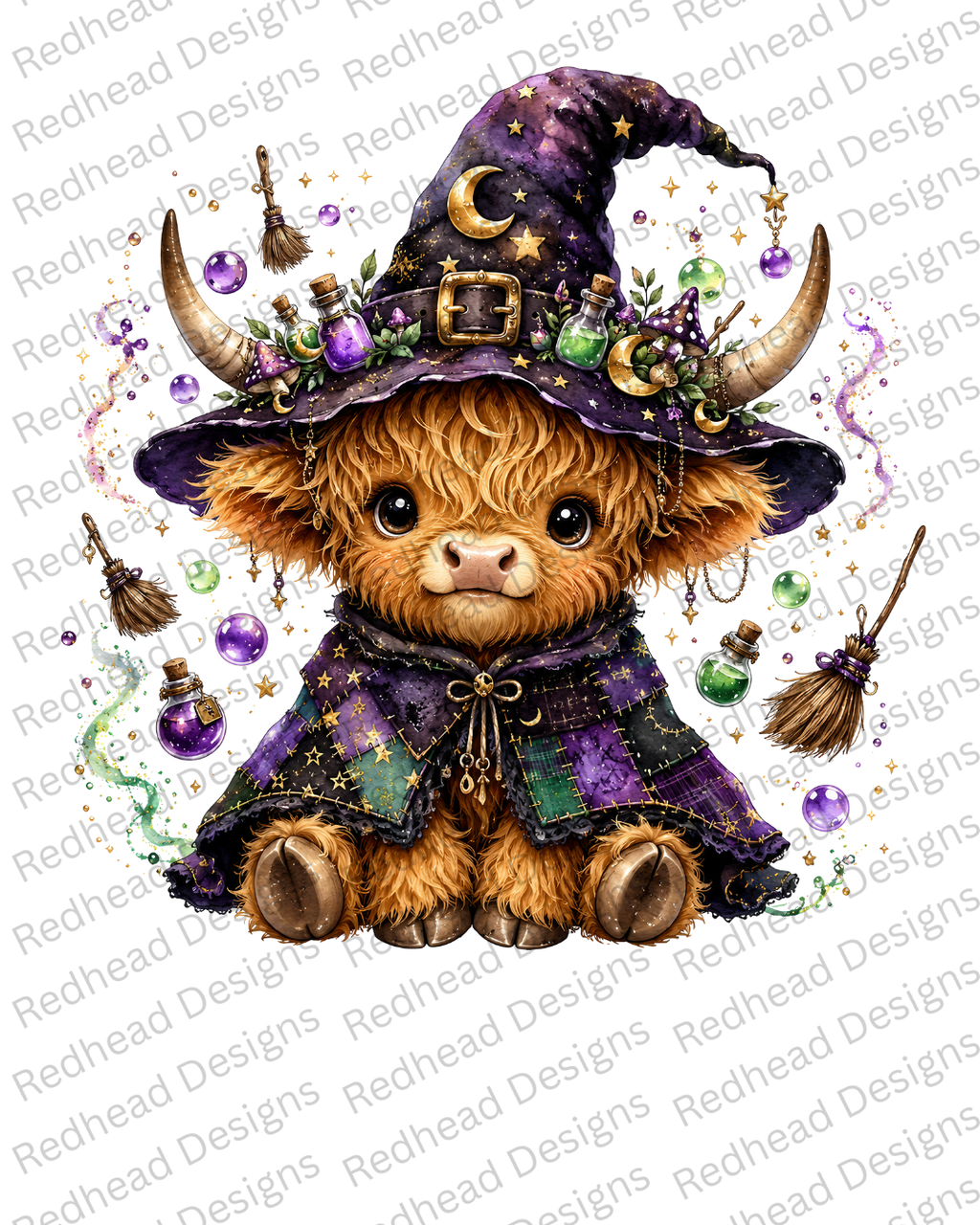 Highland Cow Halloween Witch
