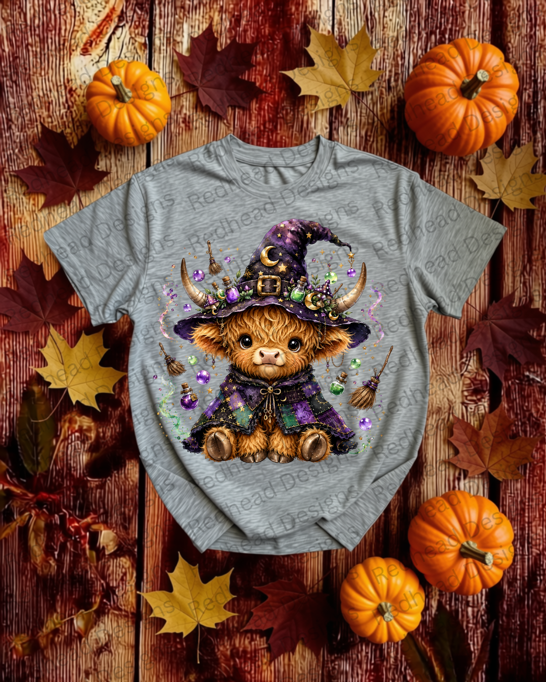 Highland Cow Halloween Witch