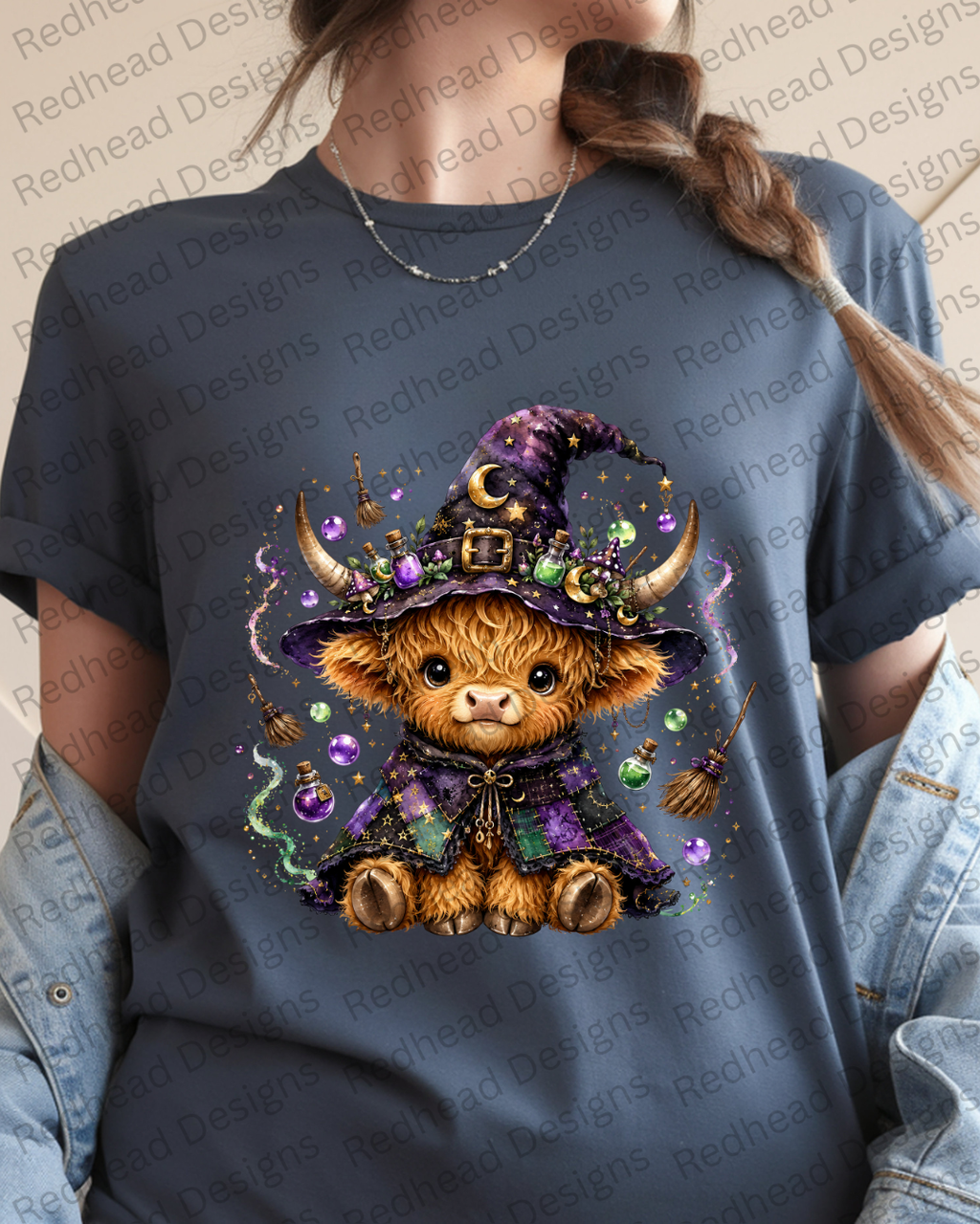 Highland Cow Halloween Witch