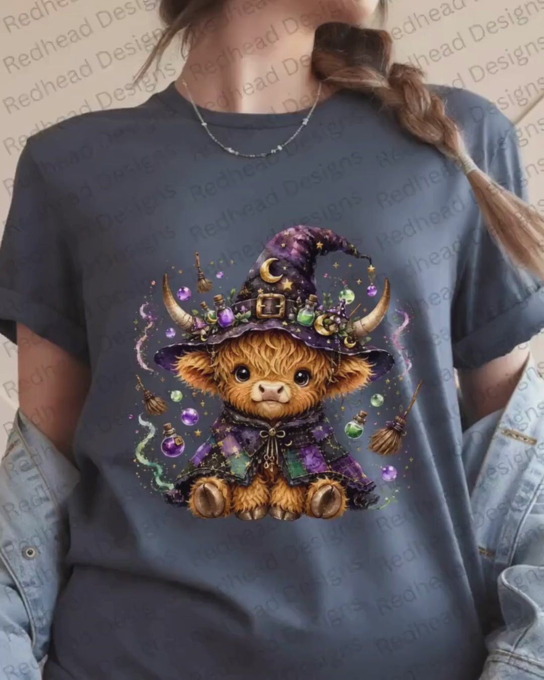 Highland Cow Halloween Witch